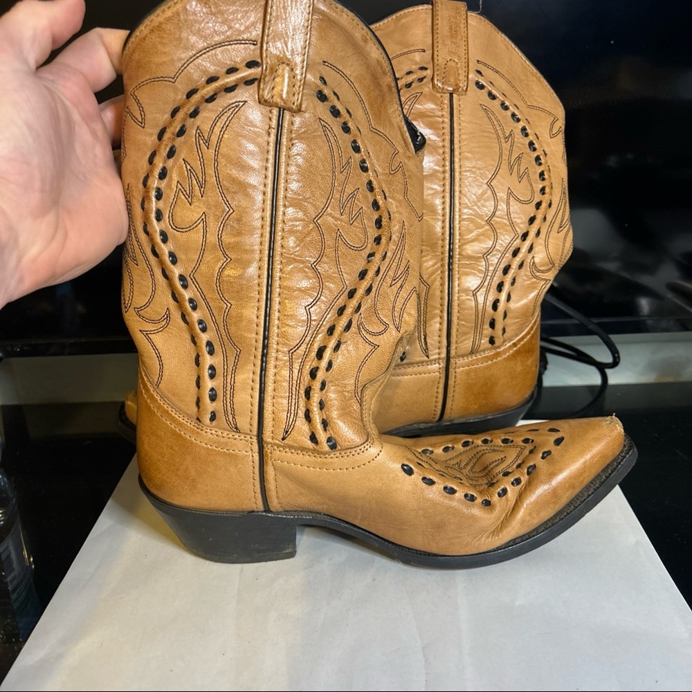 Laredo Laramie Bucklace Tan Leather Cowboy Boots